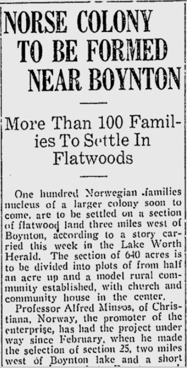 February 1923 Palm Beach Post Article